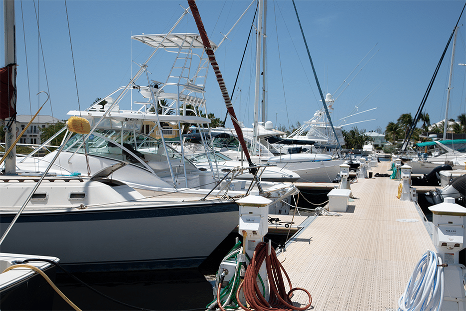 Yachts docked at the Cayman Islands Yacht Club.