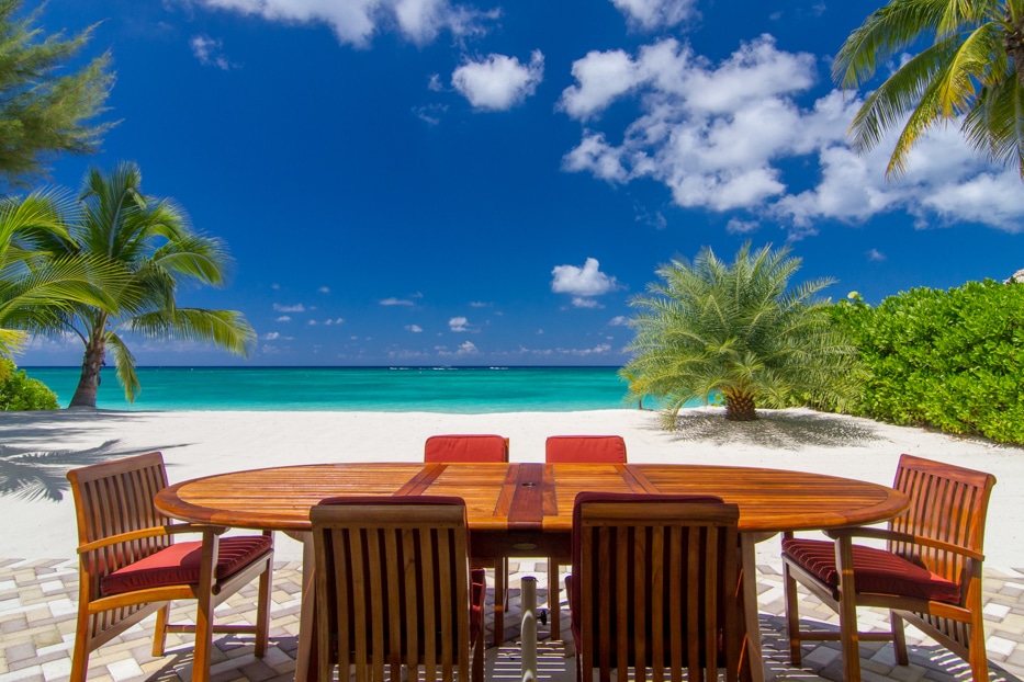 Dining table and chairs on Seven Mile Beach