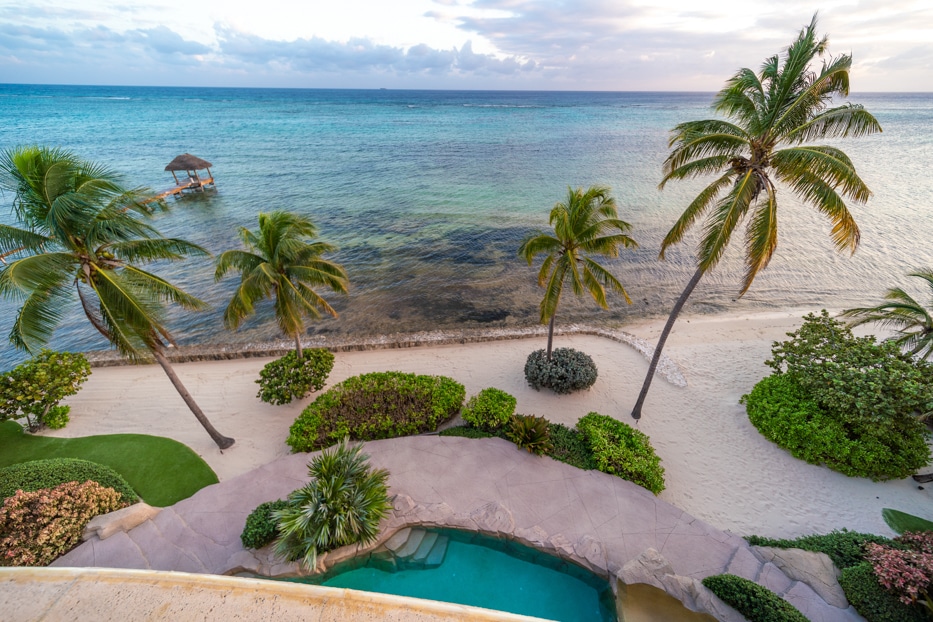 Balcony view from Castillo Caribe looking over the beach towards the Caribbean Sea