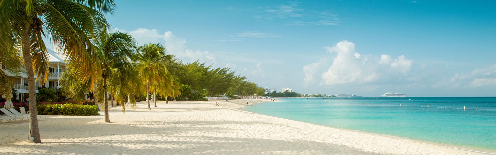 Views from Seven Mile Beach, Grand Cayman towards George Town