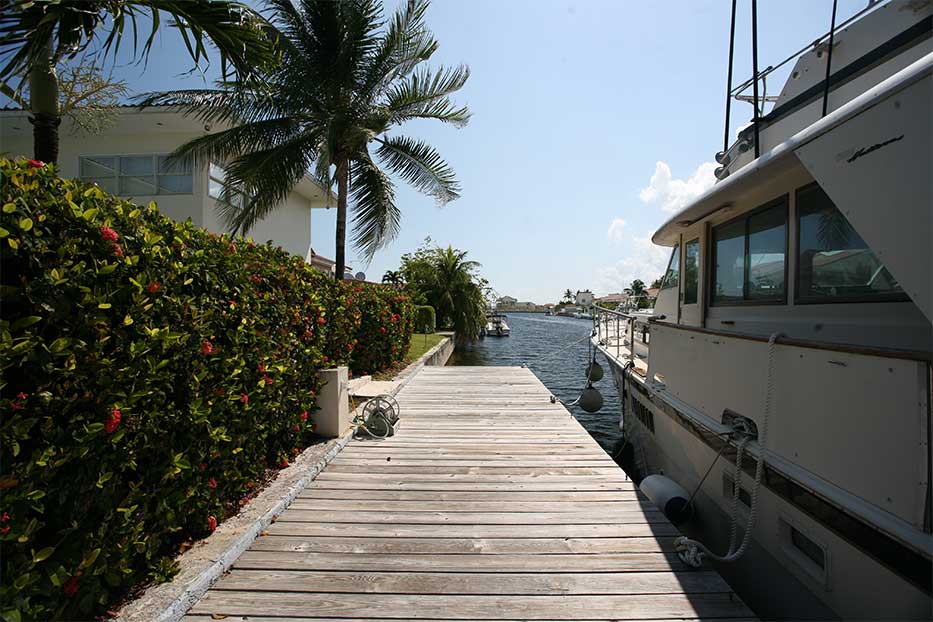 Boat on canal in the Cayman Islands