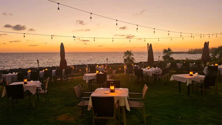 Stunning views from Thatch & Barrel restaurant at Pedro St. James in the Cayman Islands
