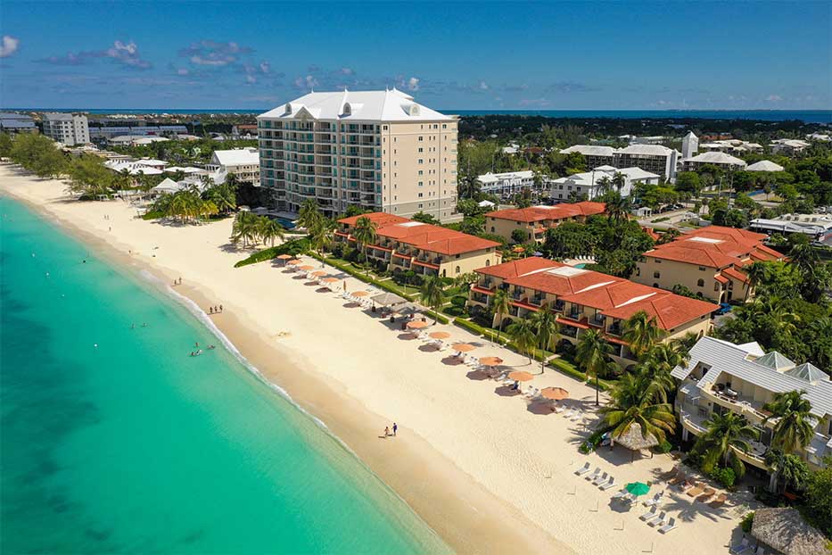 Aerial views of Seven Mile Beach, Grand Cayman