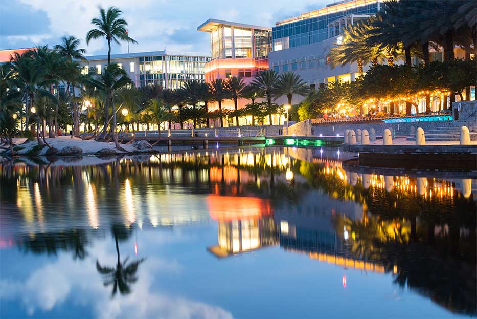 Camana Bay at night, Grand Cayman