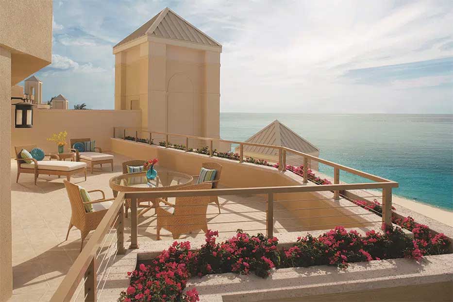 Caribbean Sea views from The Ritz Carlton, Grand Cayman's terrace