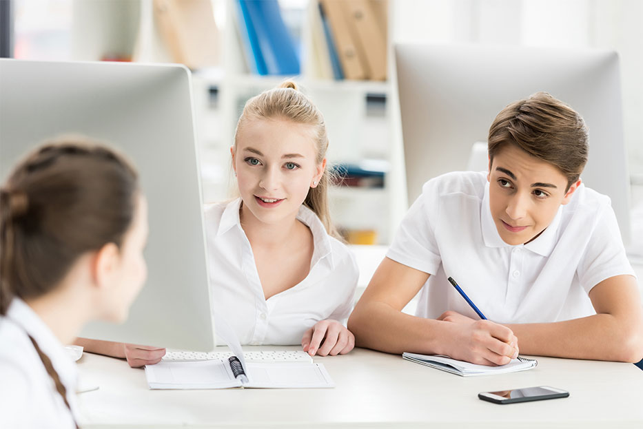 High school students in classroom