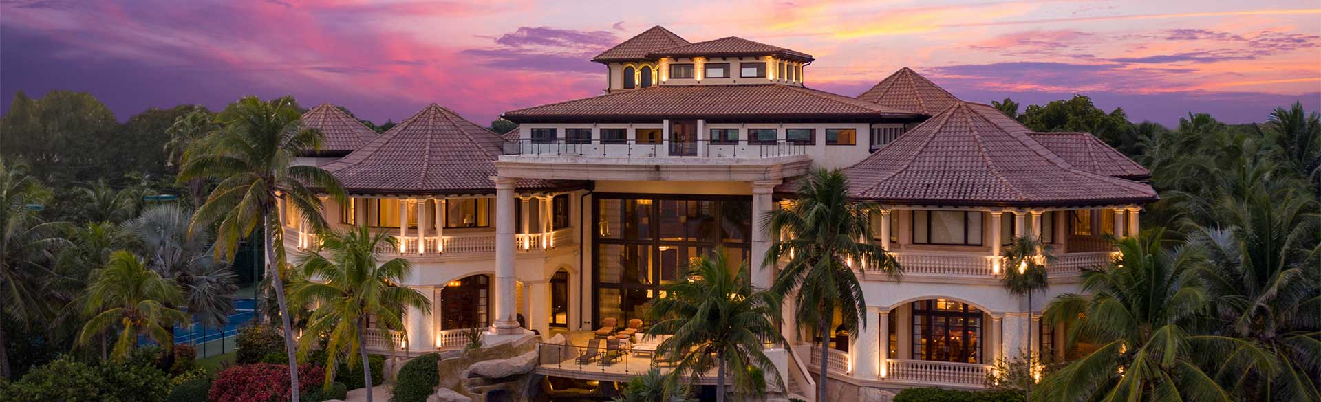 Castillo Caribe estate in the Cayman Islands at sunset
