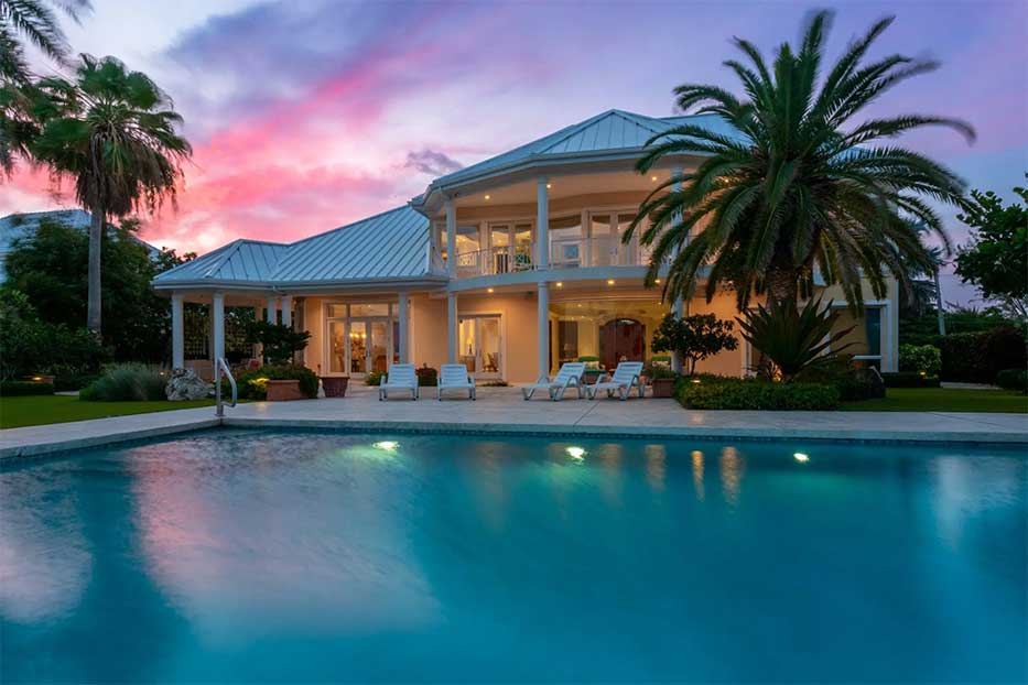 Villa Aqua Vista in the Cayman Islands at sunset