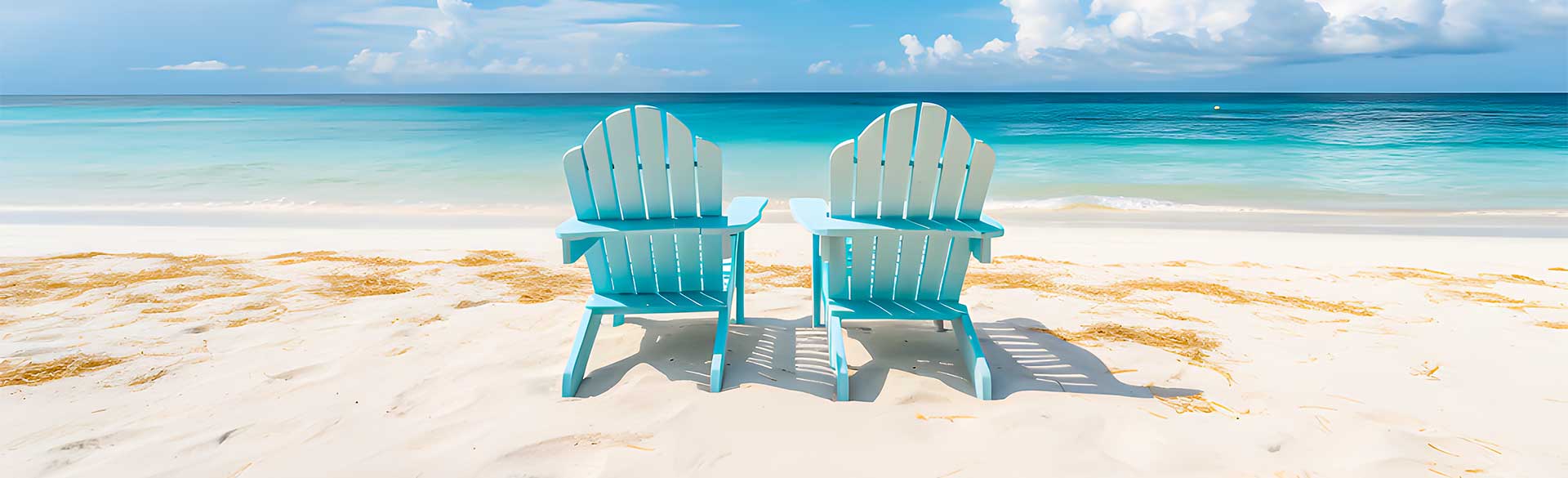 Beach vacation. Two chairs to sit facing the sea. A sense of calm, disconnection and rest.