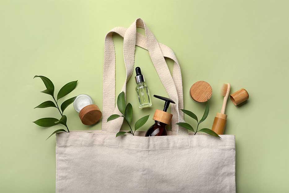 Eco friendly products and shopping bag